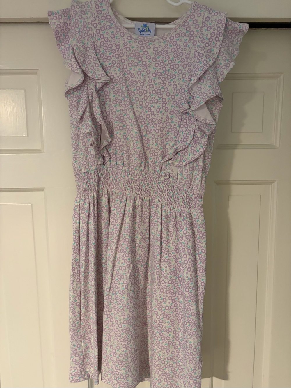 Girls' Light Lavender Floral Ruffle Dress by
